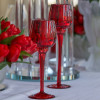 Castiçal Vidro Vermelho 19cm